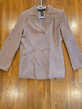 Dialogue Women's Light Tan Suede Blazer Jacket Ladies Size Medium